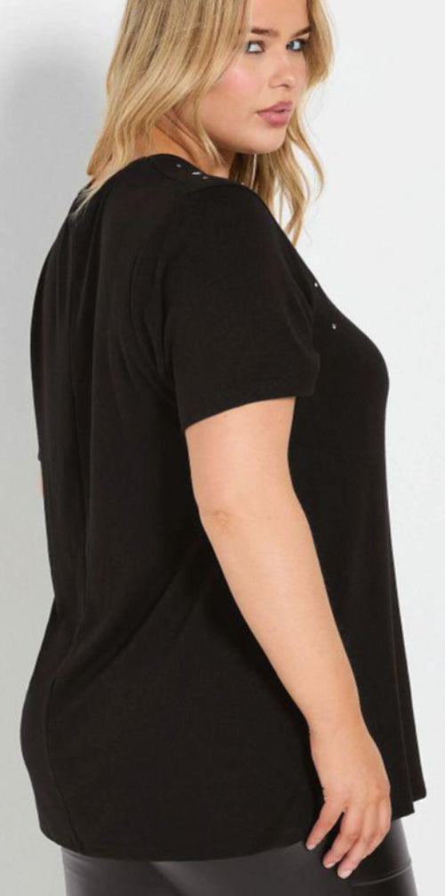 Neck Sandy Blouse -Shirt Black