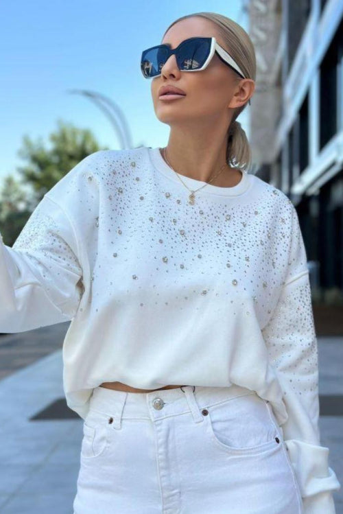 Neck Sandy Blouse -Shirt White