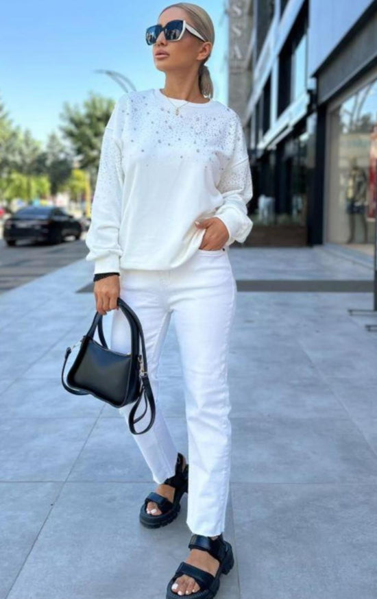 Neck Sandy Blouse -Shirt White